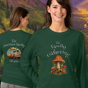 Spaßige Personalisierte Retro-Pilze Familientreffe T-Shirt