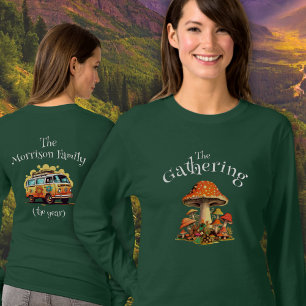 Spaßige Personalisierte Retro-Pilze Familienzusamm T-Shirt