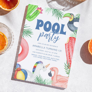 Spaßige Poolparty Geburtstag Einladung