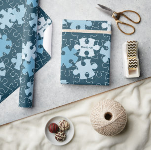 Spaßige Puzzleteile in Blau Benutzerdefiniertes Da Geschenkpapier
