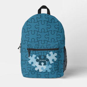 Spaßige Puzzleteile in Blau & Motto Bedruckter Rucksack