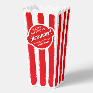 Spaßige Retro-Rot-Weiß-Gestreifte-Popcorn-Name-Kin Geschenkschachtel