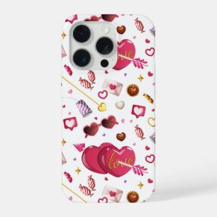Spaßige rosa Herz- und Valentinstag-Süßigkeiten-Mu iPhone 15 Pro Hülle