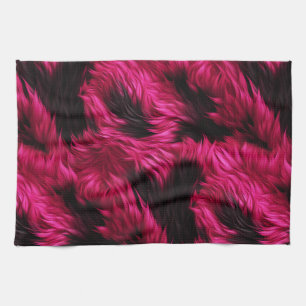 Spaßige rosa und schwarze Kunstmonsterfelltextur Geschirrtuch