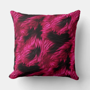 Spaßige rosa und schwarze Kunststoff-Monsterfellte Kissen