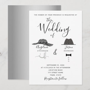 Spaßige Schwarz-Weiß-Hochzeit Einladung