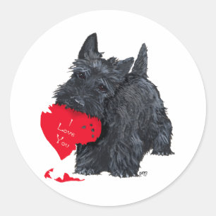 Spaßige Scottish Terrier Valentinstag-Aufkleber Runder Aufkleber