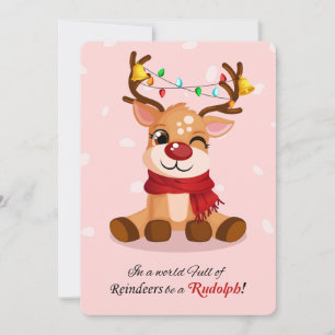 Spaßige 'Sei ein Rudolf-Rentier'-Weihnachtsbeleuch Feiertagskarte