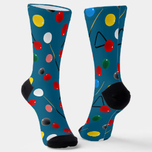 Spaßige Snooker-Spieler Queues, Bälle und Dreiecke Socken