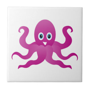 Spaßige violette Kraken Fliese