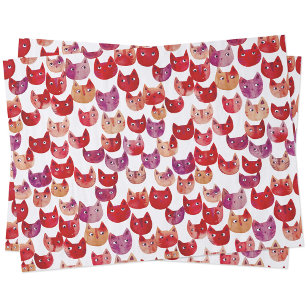 Spaßige Wasserfarben-Katze Rot Pink Lila Seidenpapier