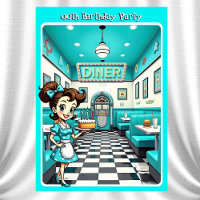 Spaßiger 1950er Retro-Diner-Geburtstagskuchen Aqua