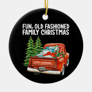 Spaßiger alter Familienweihnachts-LKW-Baum Keramik Ornament