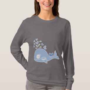 Spaßiger blauer schwangerer Wal mit Zwillings-Baby T-Shirt