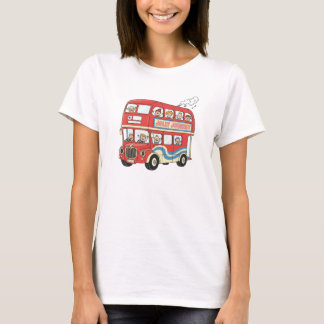 Spaßiger Doppeldeckerbus London Retro Cartoon T-Shirt