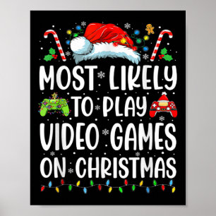 Spaßiger Gamer, der am ehesten Videospiele auf Chr Poster