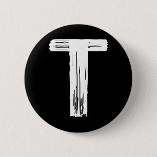 Spaßiger Halloween-Karneval-Kostüm-Buchstabe T Grü Button