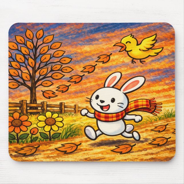 Spaßiger Herbsthase Mousepad (Vorne)