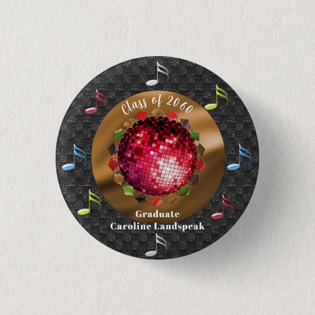 Spaßiger roter Disco-Kugel-Abschluss-Spaß Button (Vorderseite)