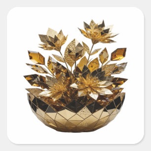 Spaßiger silberner abstrakter Sticker-Motiv Quadratischer Aufkleber