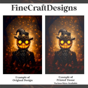 Spaßiger Steampunk Halloween-Kürbis-Mann F1L Decou Seidenpapier