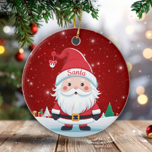 Spaßiger Weihnachtsmann Weihnachts-Beere-Rot Keramik Ornament