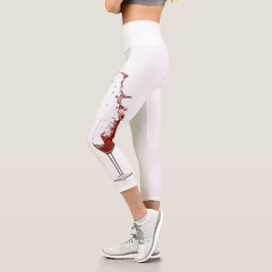 Spaßiger Weinliebhaber Rot Weiß Brille Spritzer Capri Leggings