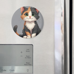 Spaßiges Calico-Kätzchen mit Katzeneinstellung Magnet