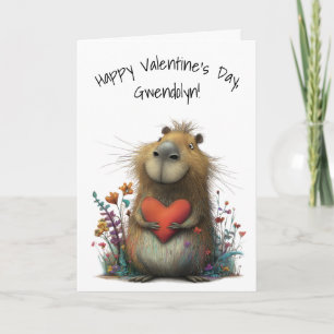 Spaßiges Capybara Frohen Valentinstag Karte