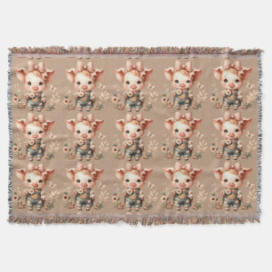 Spaßiges Ferkel in pastellfarbenen Overalls Braun Decke