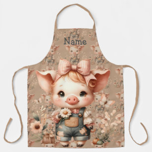 Spaßiges Ferkel in pastellfarbenen Overalls Braun Schürze