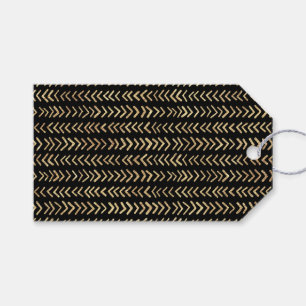 Spaßiges Gold-Chevron-Muster auf Schwarz Geschenkanhänger