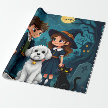 Spaßiges gruseliges Geschenkpapier mit Kürbissen, 