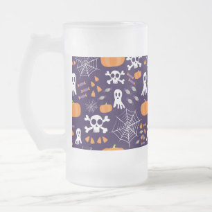 Spaßiges Halloween-Muster Mattglas Bierglas