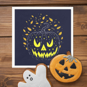 Spaßiges Halloween-Schwarzes Jack O Lantern Grusel Serviette