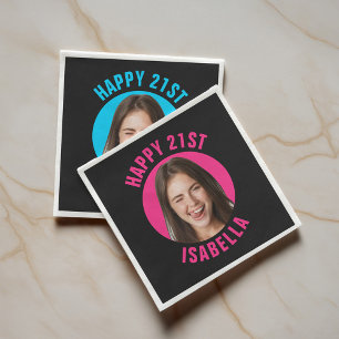 Spaßiges individuelles Foto Alles Gute zum 21. Geb Serviette