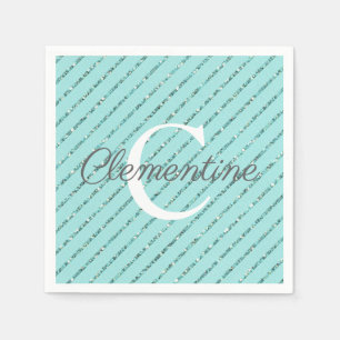 Spaßiges, Mädchenhaftes Türkis-Blaues Glitter-Stre Serviette