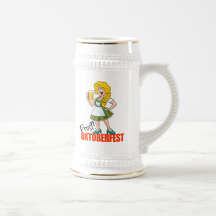 Spaßiges Oktoberfest-Mädchen mit Bier Bierglas