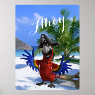 Spaßiges Piraten-Abenteuer mit Papagei Poster