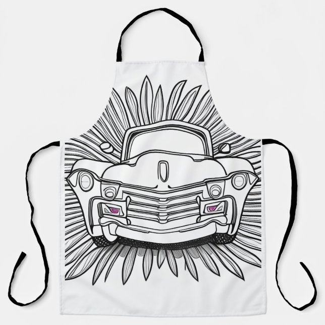 Spaßiges Retro-Auto Schürze (Vorderseite)