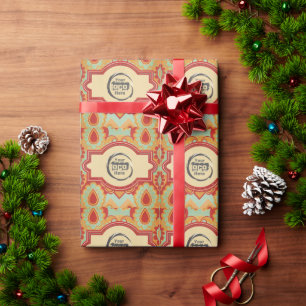 Spaßiges Retro individuelles "Ihr Logo hier" Geschenkpapier