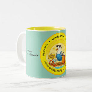 Spaßiges sonniges Reiseziel Möwe Strand Reisender  Zweifarbige Tasse