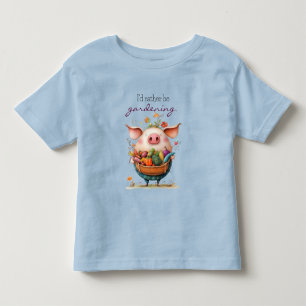 Spaßiges süßes Schwein "Ich würde lieber gärtnern" Kleinkind T-shirt