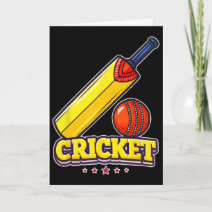 Spaßiges und farbenfrohes Cricket-Sportdesign Karte