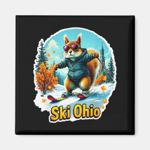 Spaßiges Winterabenteuer in Ohio beim Skifahren Ei Magnet