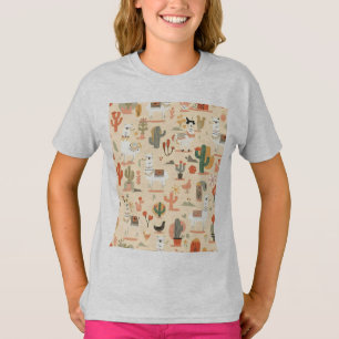 Spaßiges Wüsten-Lamas-Muster T-Shirt