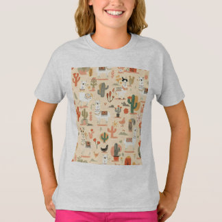 Spaßiges Wüsten-Lamas-Muster T-Shirt