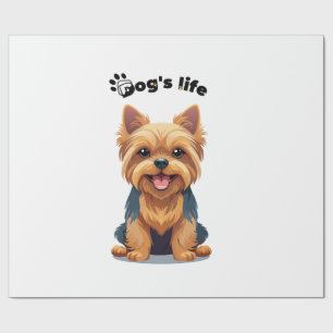 Spaßiges Yorkshire-Terrier-Illustration Hundeleben Geschenkpapier
