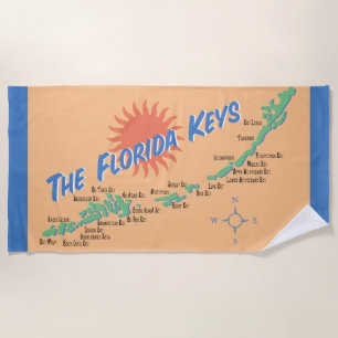 Spaßkarte der Florida-Schlüssel Strandtuch