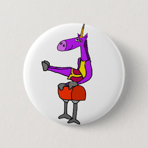Spaßlila Unicorn auf Knauf-Pferdegymnastik-Kunst Button